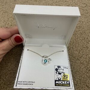 Disney Silver Necklace with Teal Swarovski Crystal